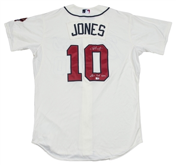 2012 Chipper Jones Game Used, Signed & Inscribed Atlanta Braves Ivory Home Jersey Used on 9/15/12 (MLB Authenticated & JSA) 